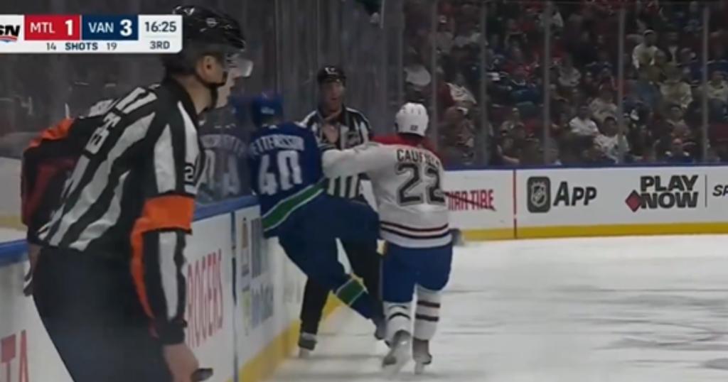 Cole Caufield plaque Elias Pettersson