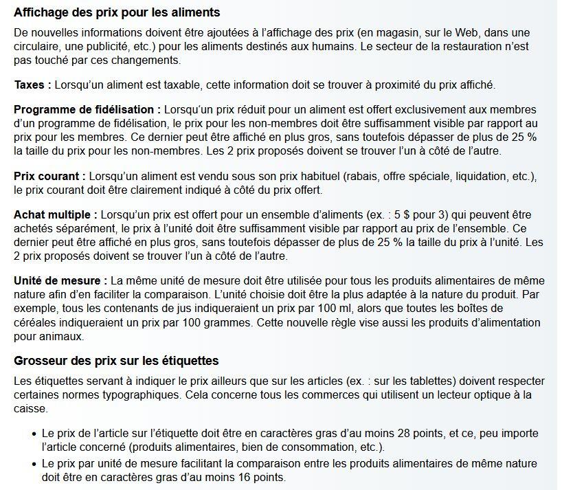 Capture d'écran - Office de la protection du consommateur