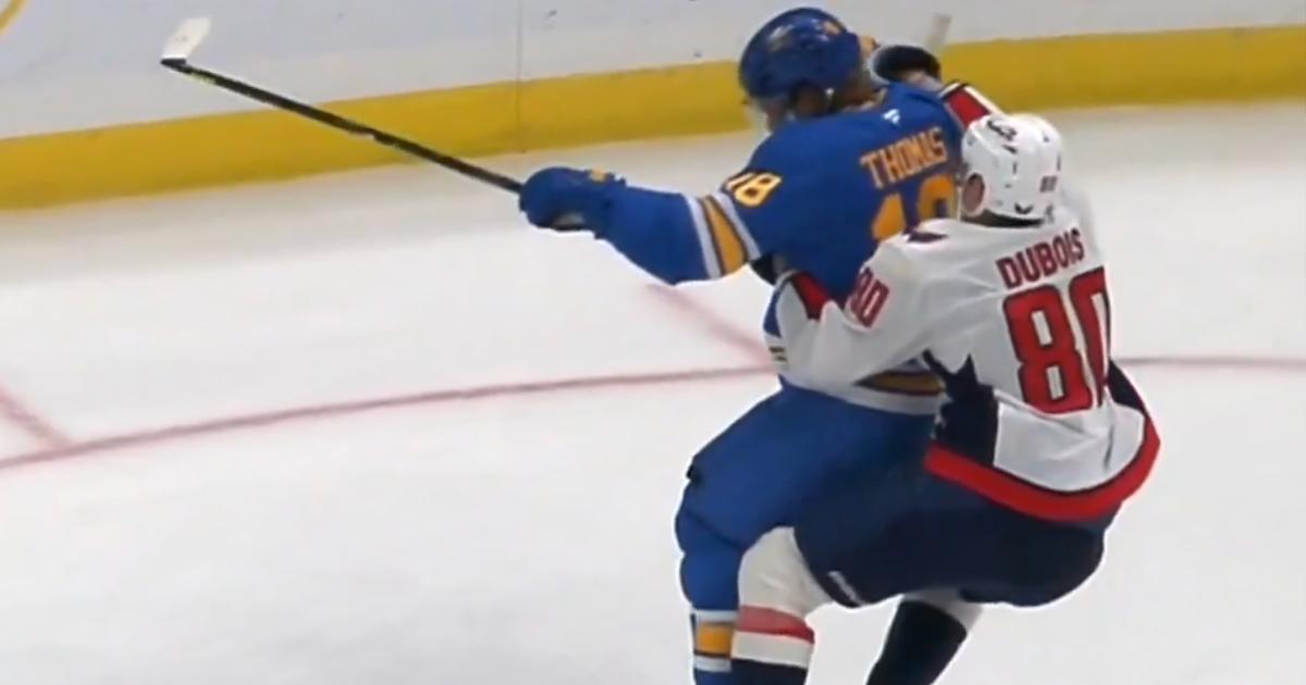 Pierre-Luc Dubois slams Robert Thomas. 