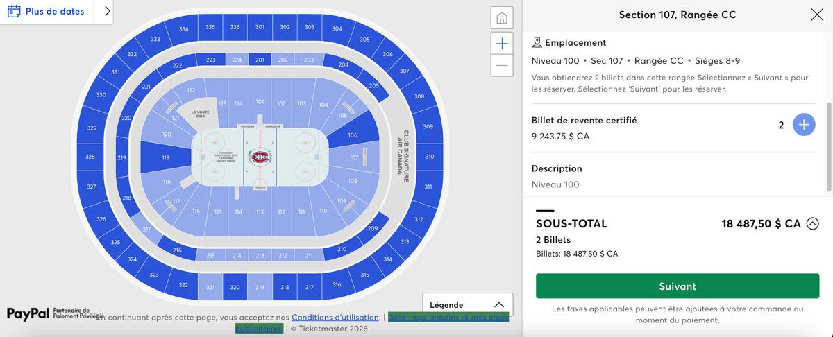 Ticket Master, consulté à 13 h 41