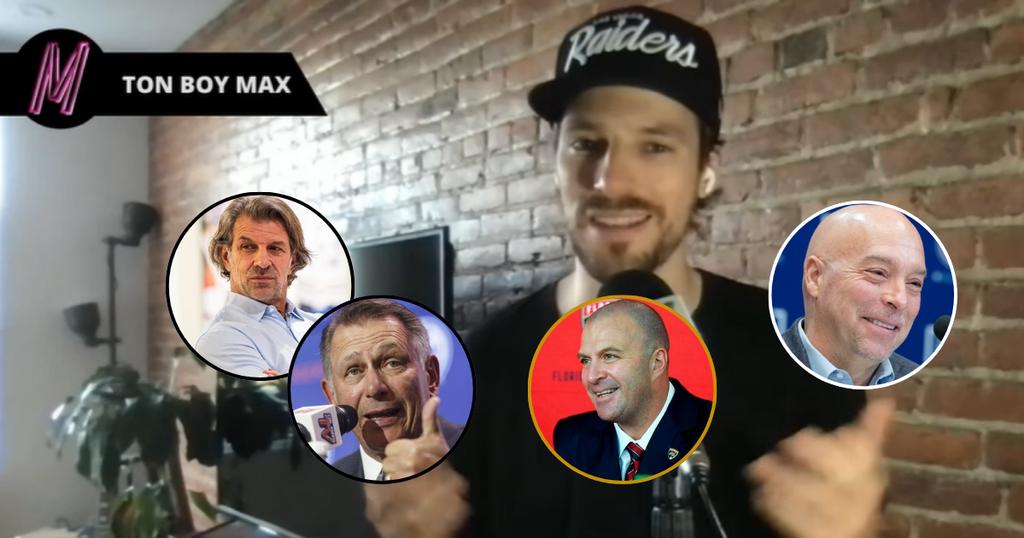 Maxime Van Houtte avec Marc Bergevin, Ken Holland, Bill Zito et Kent Hughes