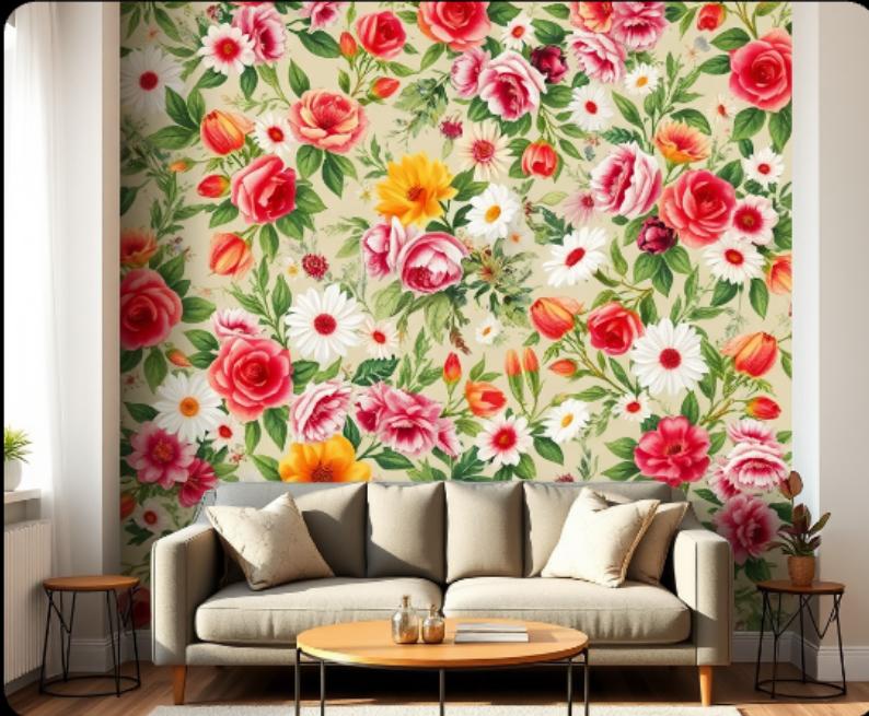 Salon mur papier peint