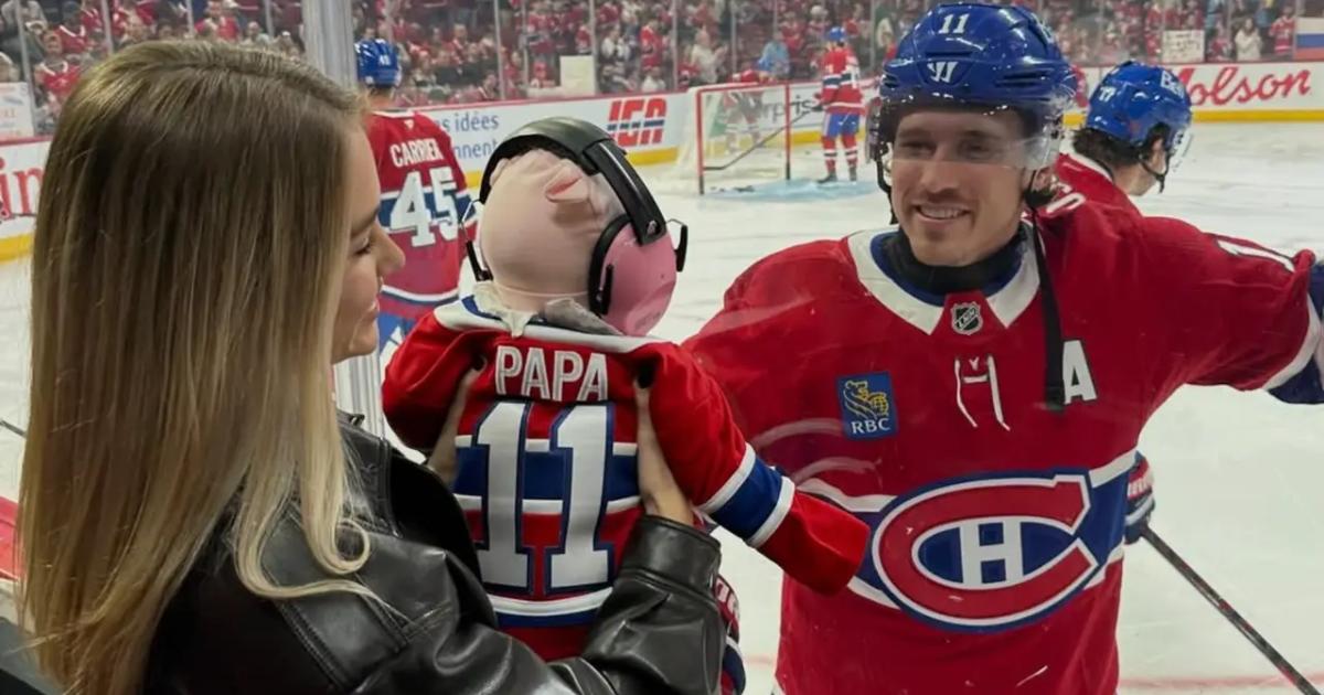 Brendan Gallagher avec sa femme et sa fille au Centre Bell