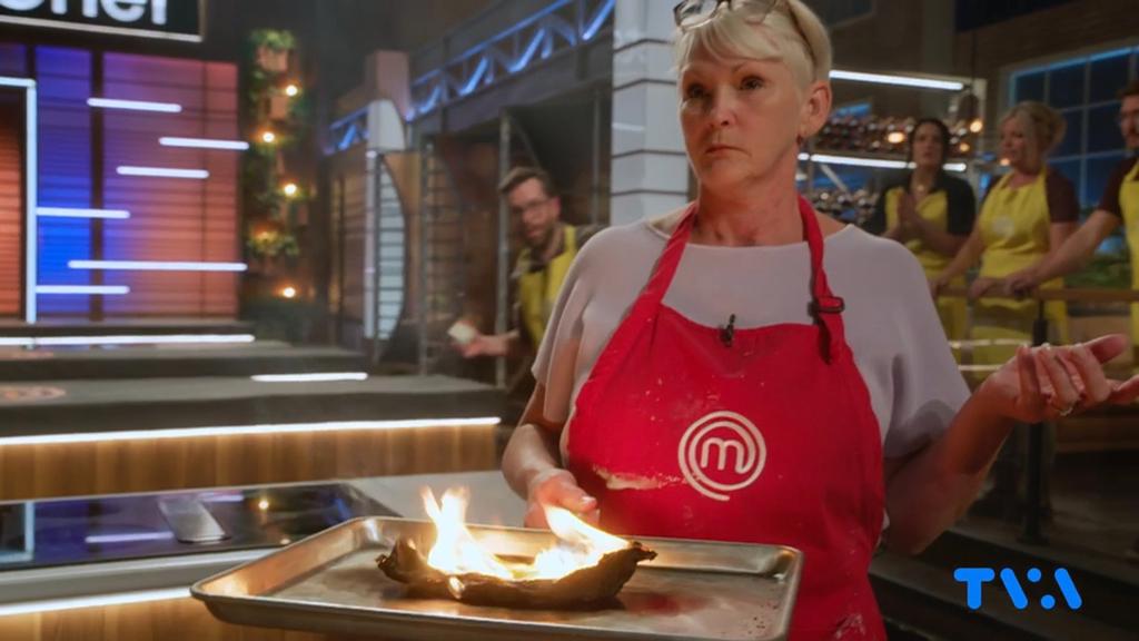 Nathalie avec feu à Masterchef Québec