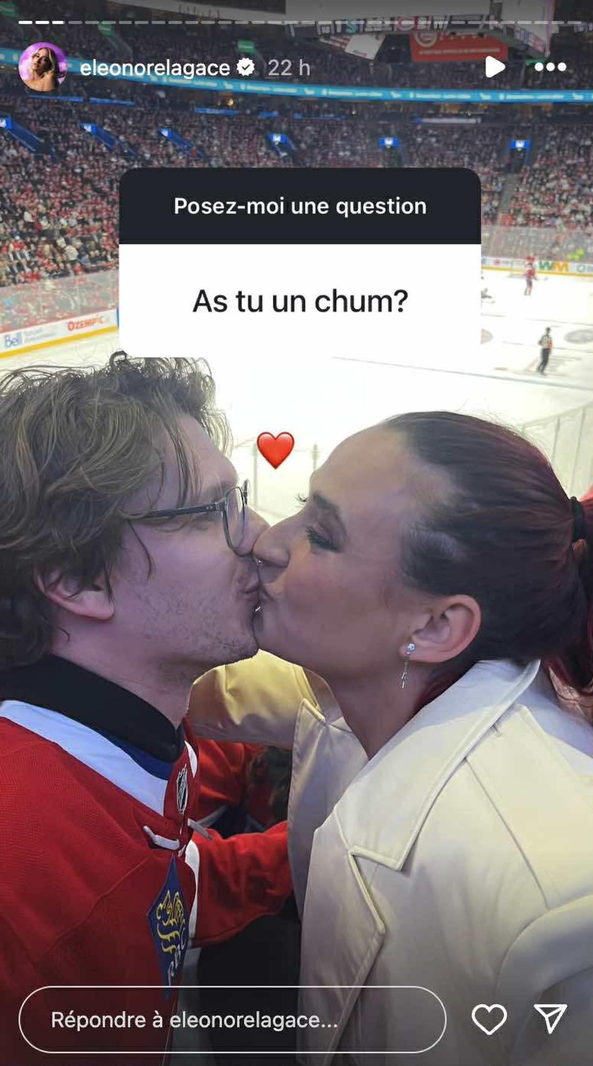Éléonore Lagacé qui embrasse son maoureux