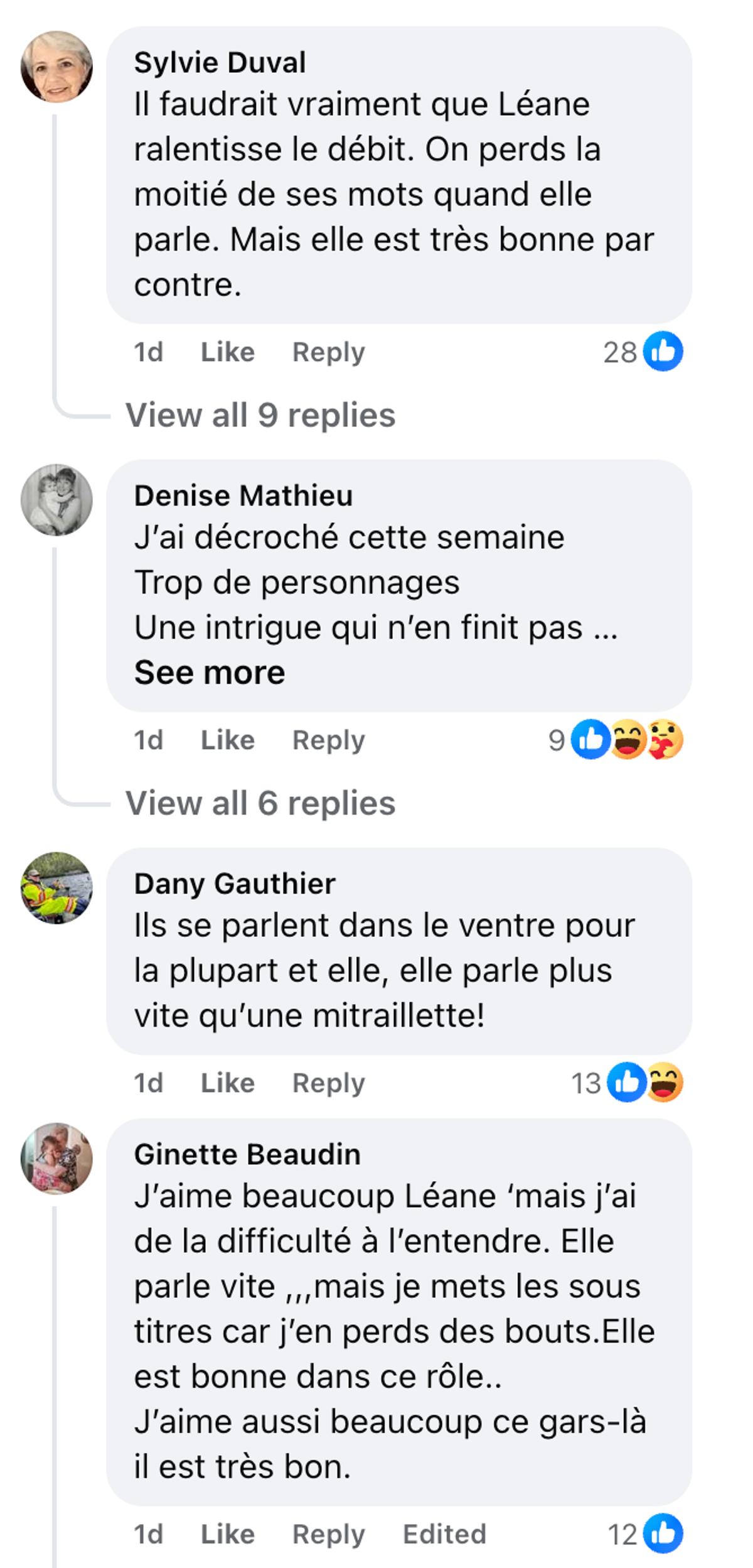 Commentaires concernant le débit de voix du personnage de Fanny Boutin dans Antigang