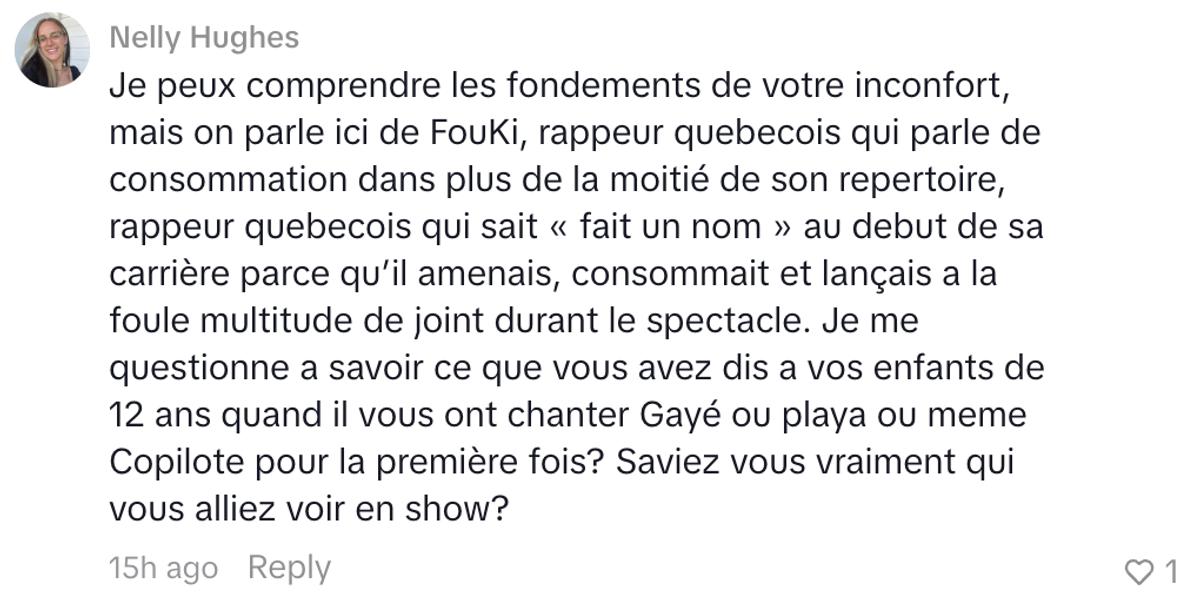 Commentaire sur TikTok