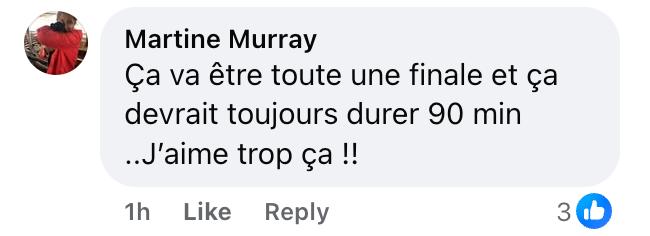 Capture d'écran d'un commentaire sur la page Facebook de Les Chefs!