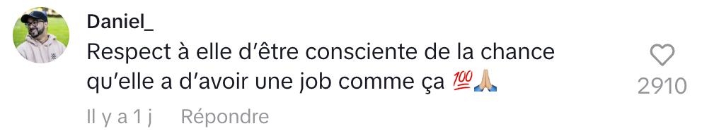 Capture d'écran commentaire de TikTok au sujet des influenceurs