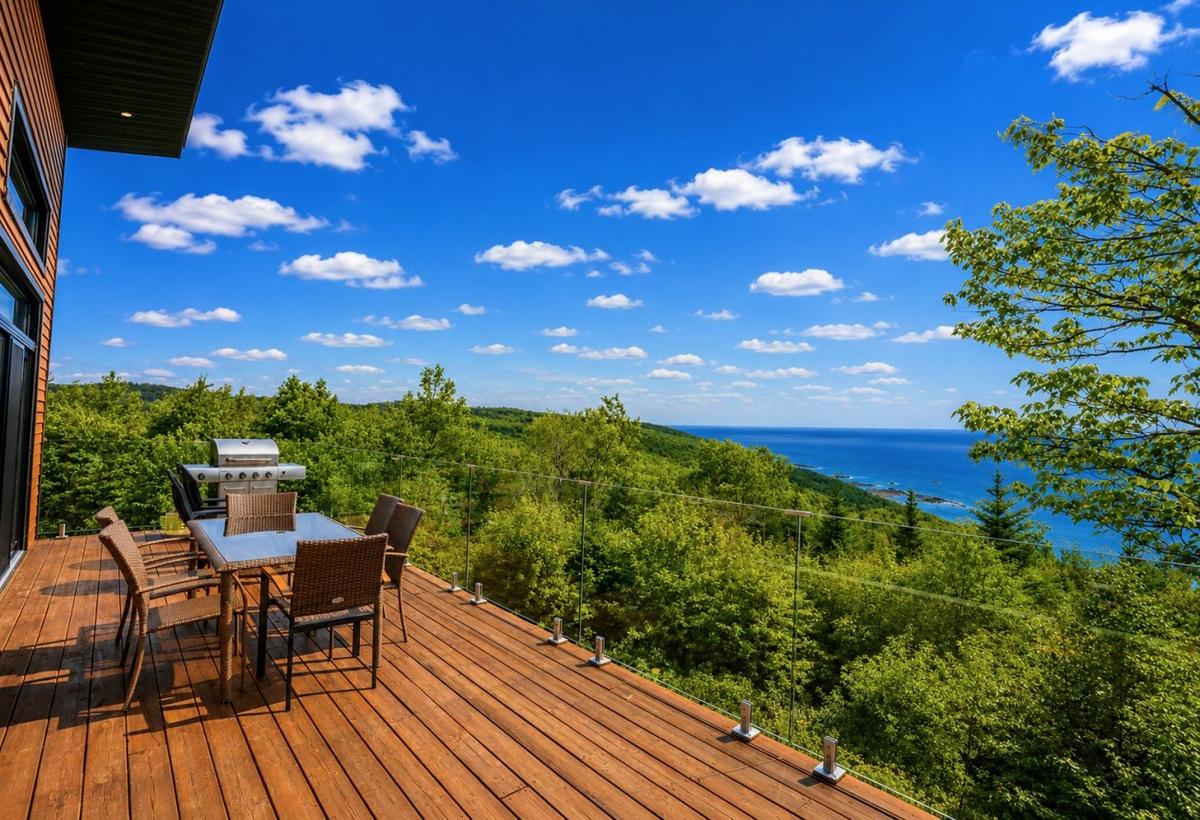 Terrasse avec vue panoramique sur le fleuve