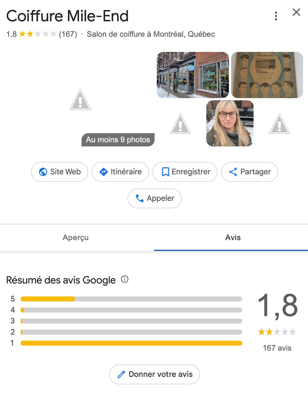 Reviews du salon de Coiffure Mile-End