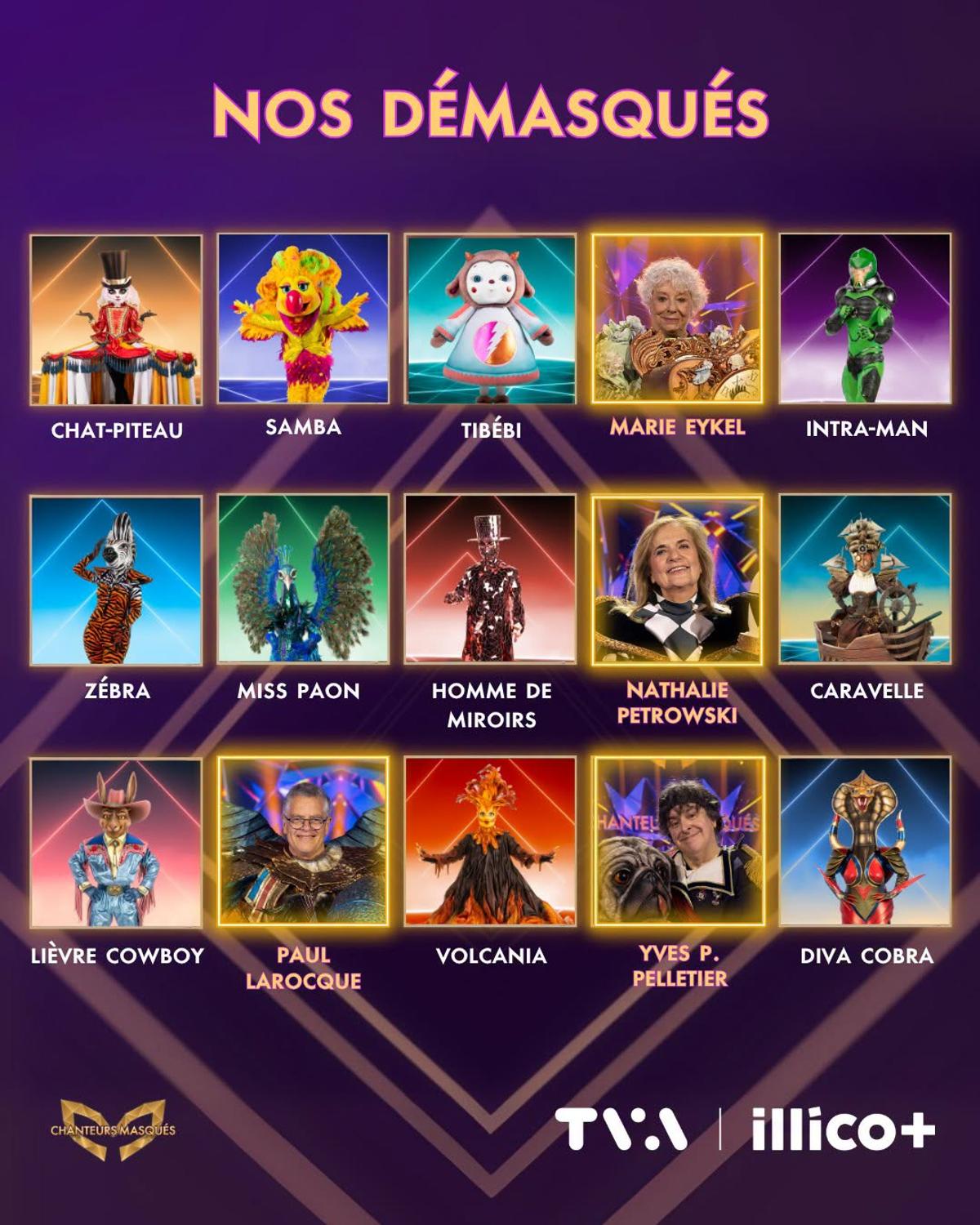Les démasqués de Chanteurs Masqués