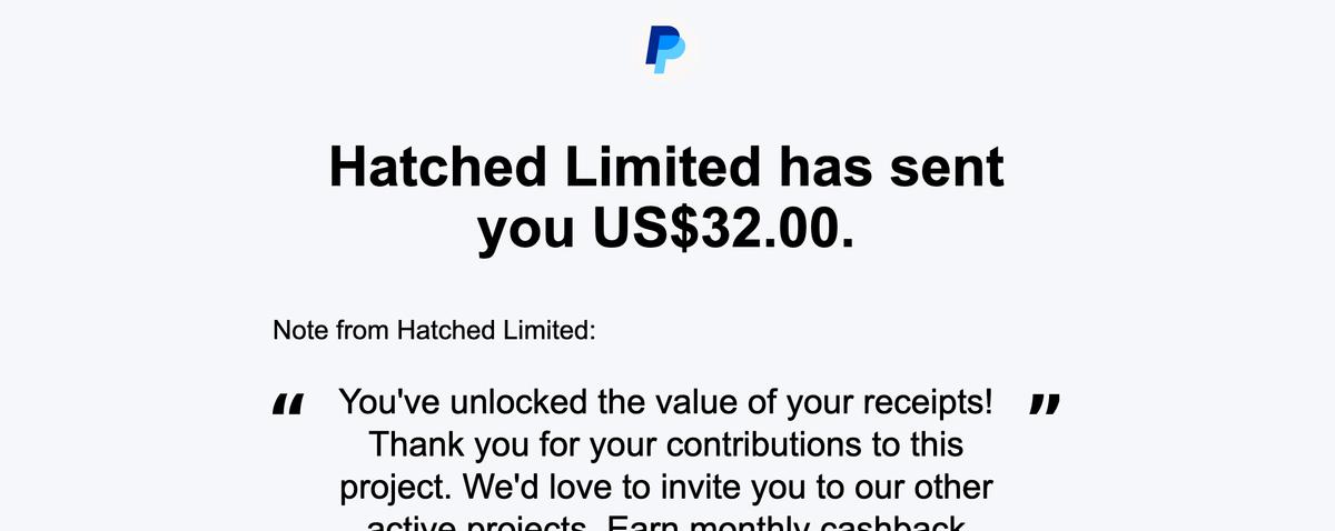 Capture d'écran d'un paiement PayPal