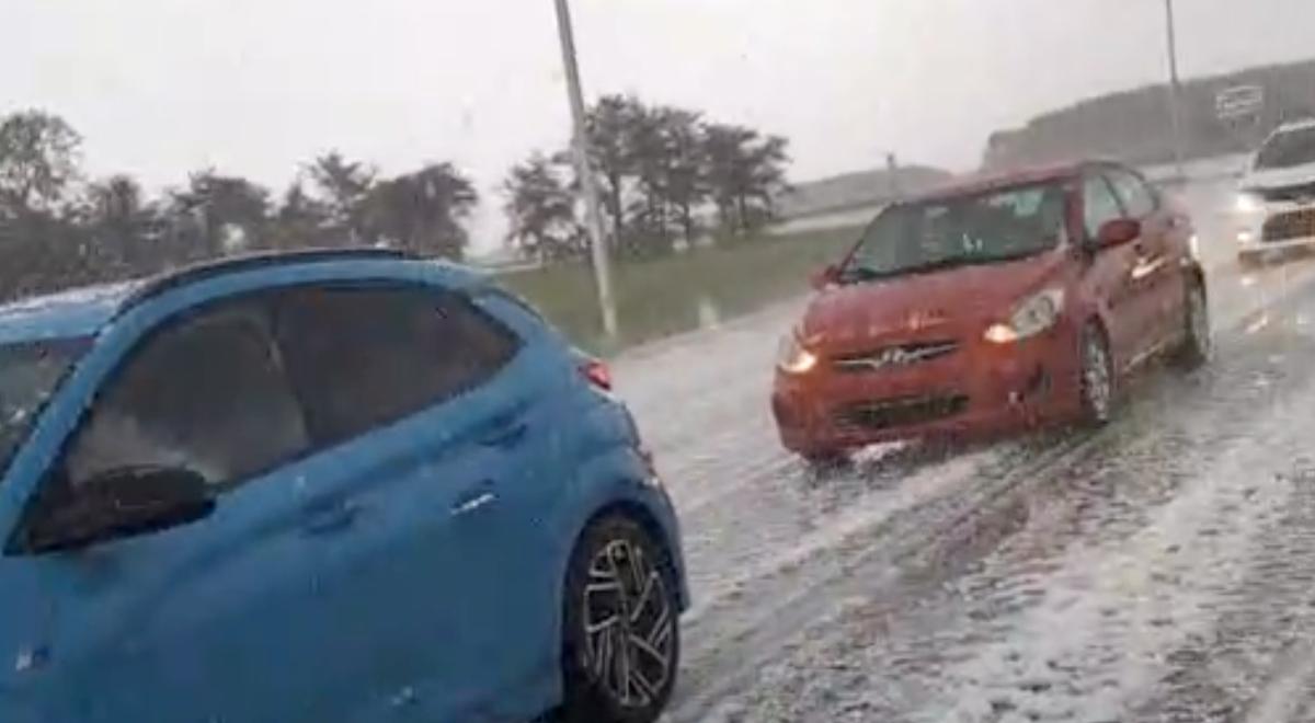 Grêle sur l'autoroute 20
