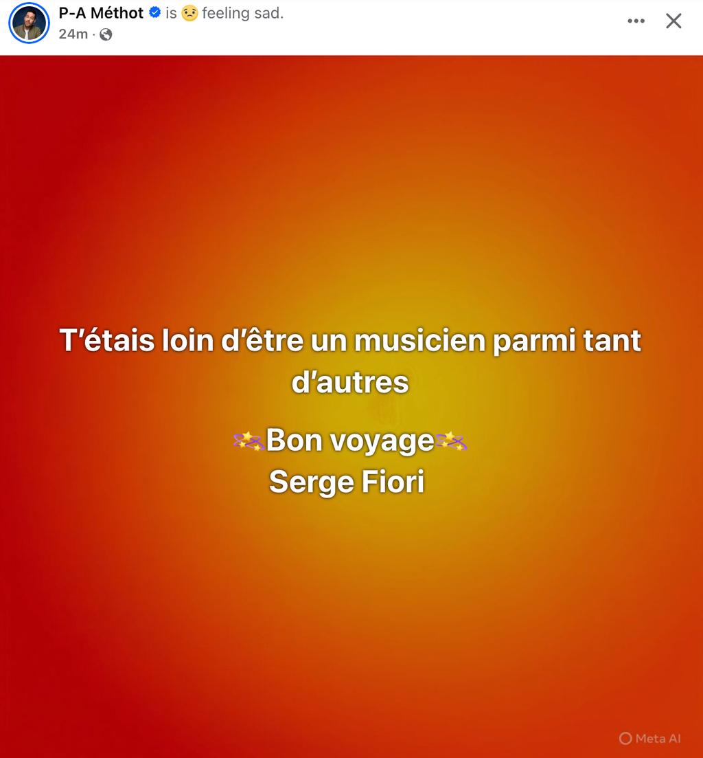 P-A Méthot s'exprime sur le décès de Serge Fiori