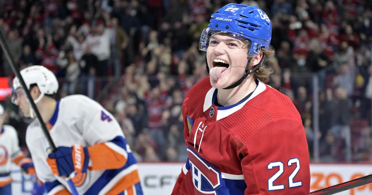 Cole Caufield content sort la langue