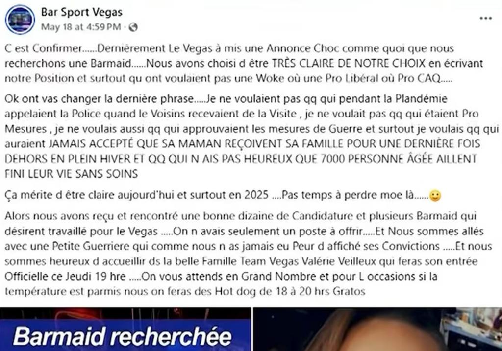 Offre d'emploi Bar Vegas