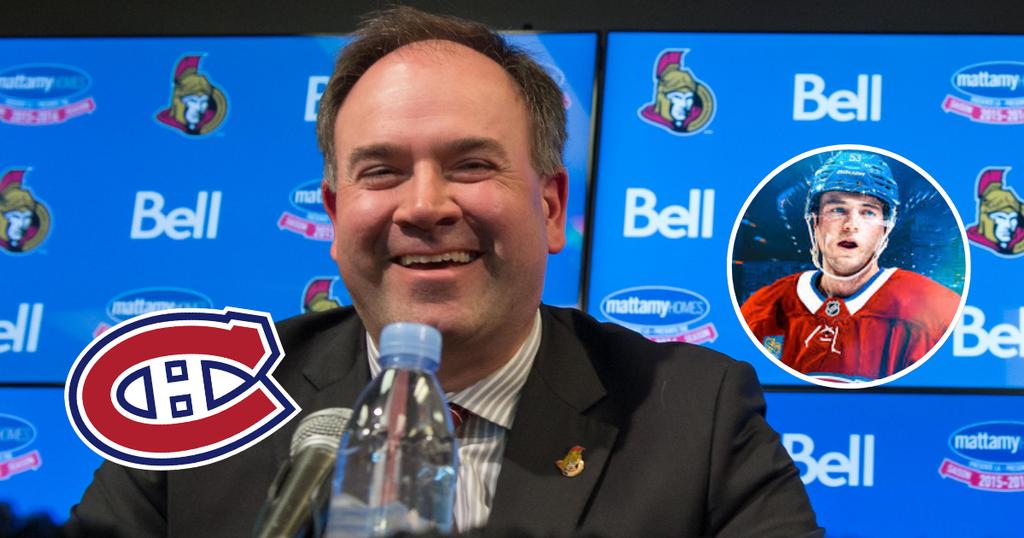 Pierre Dorion, Noah Dobson et le logo du CH