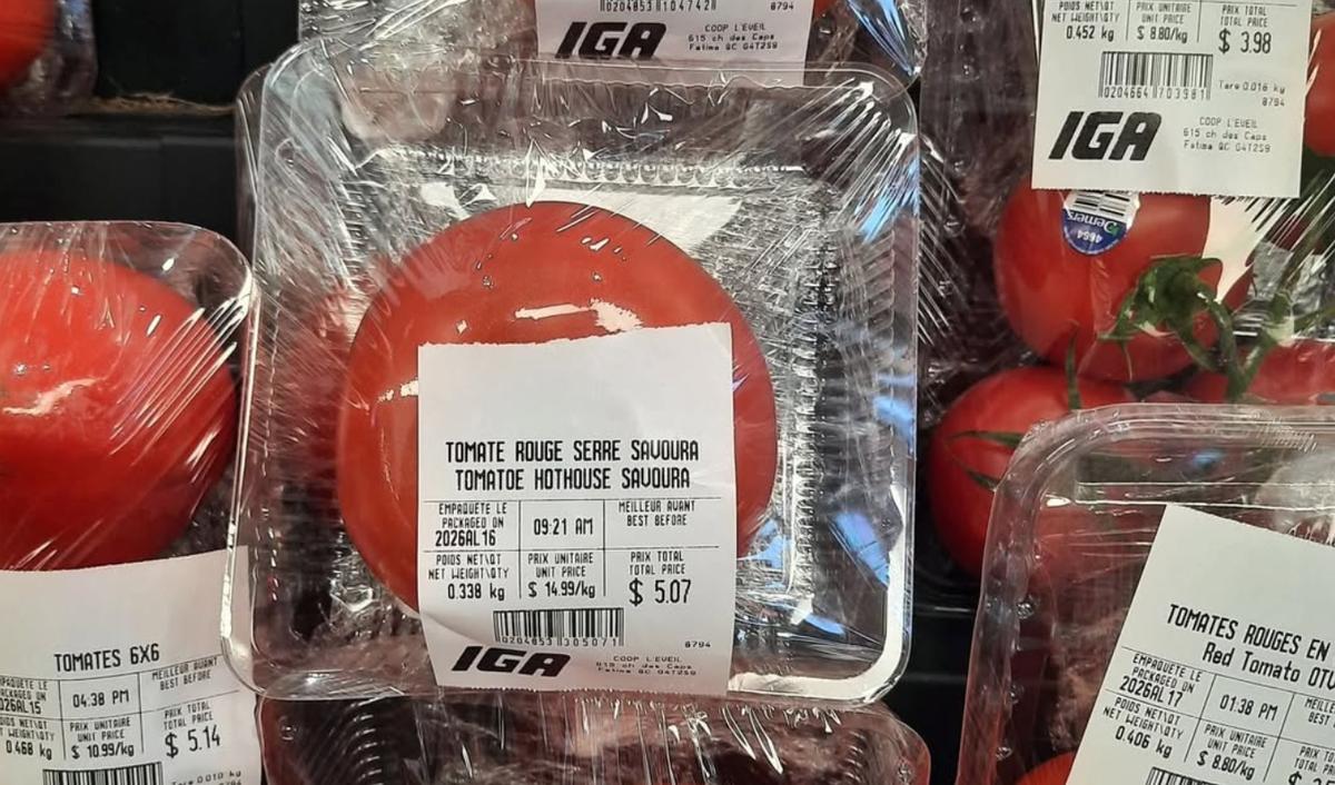 Tomates emballées vendues séparément 