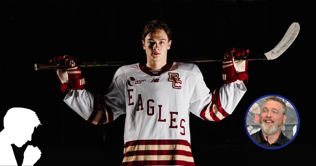 James Hagens et Patrick Roy avec homme en prière