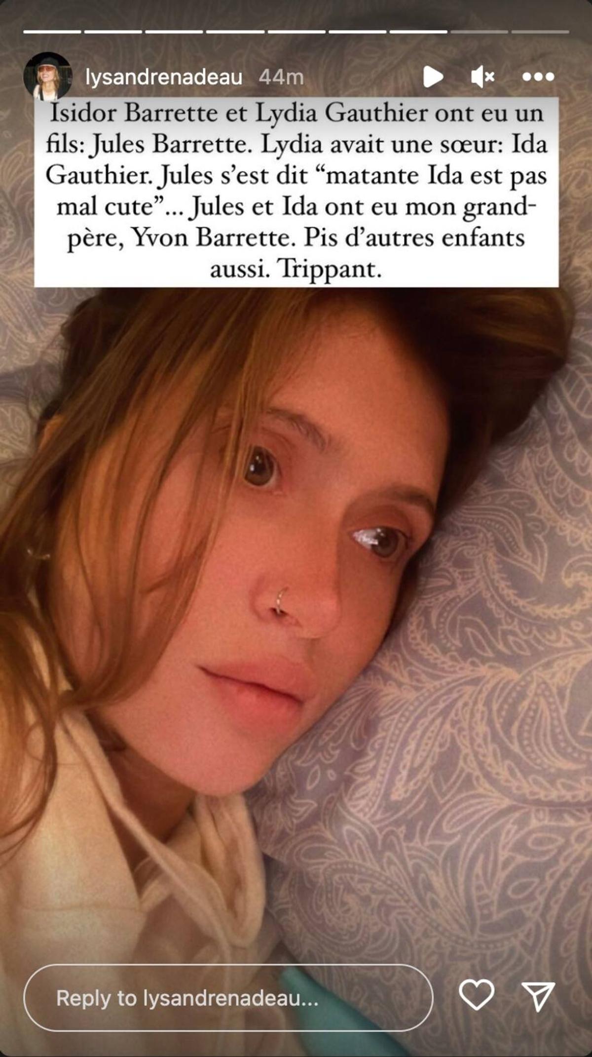 Lysandre Nadeau fait une troublante découverte sur sa famille