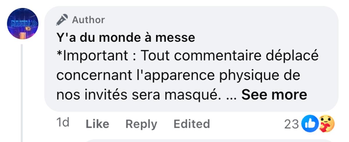 La production de Y'a du monde à messe émet un avertissement