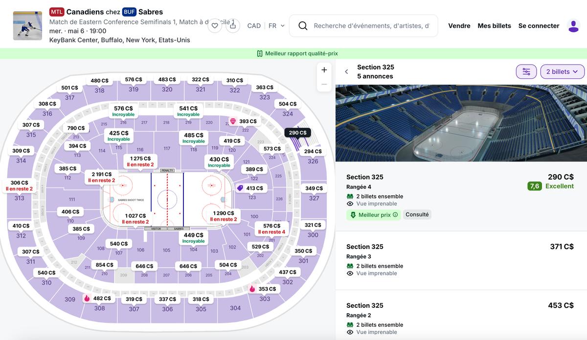 Stub hub, consulté à 13 h 57
