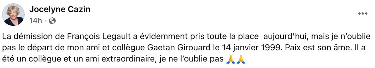 Message de Jocelyne Cazin