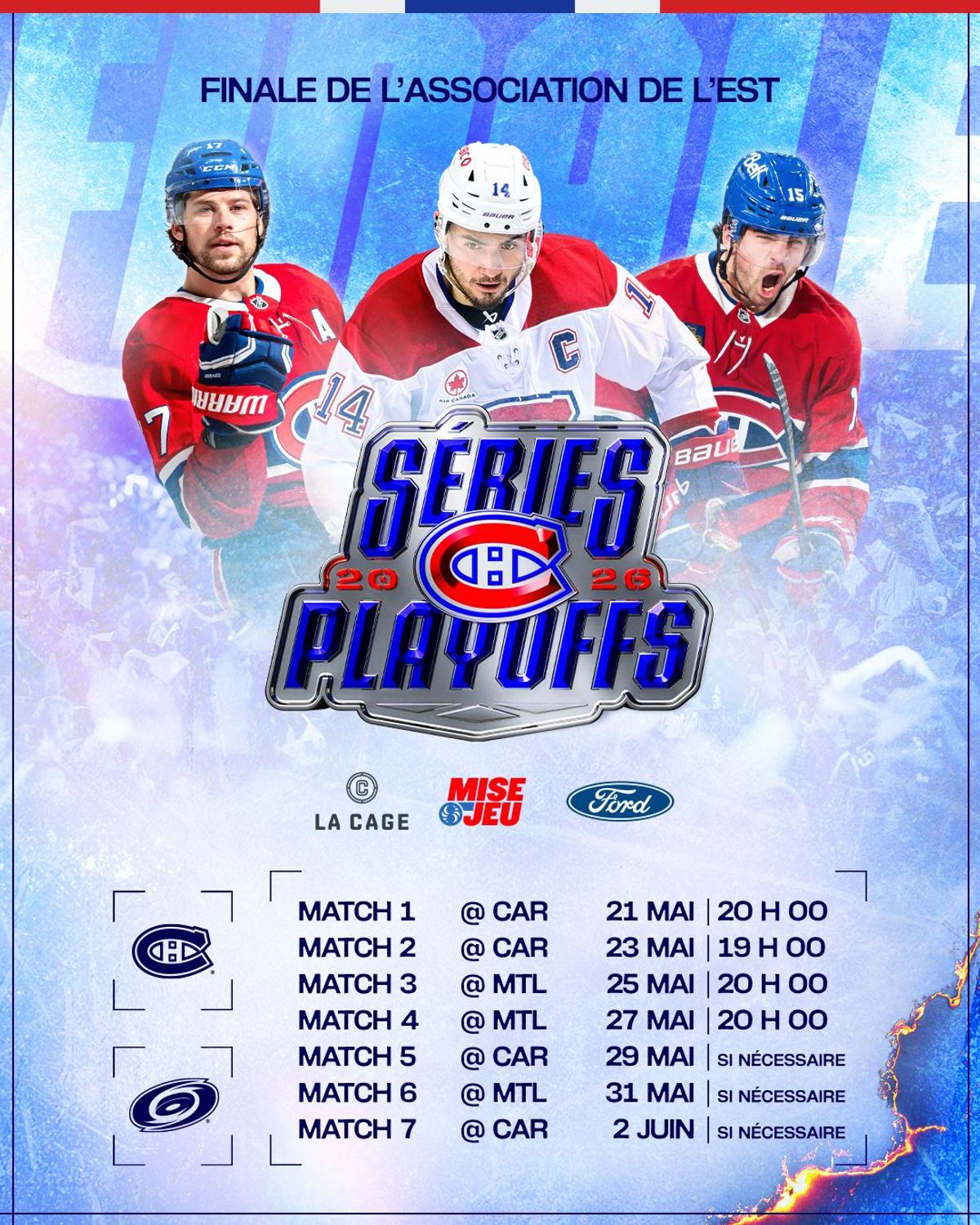 Horaire des Canadiens de Montréal contre les Hurricanes de la Caroline