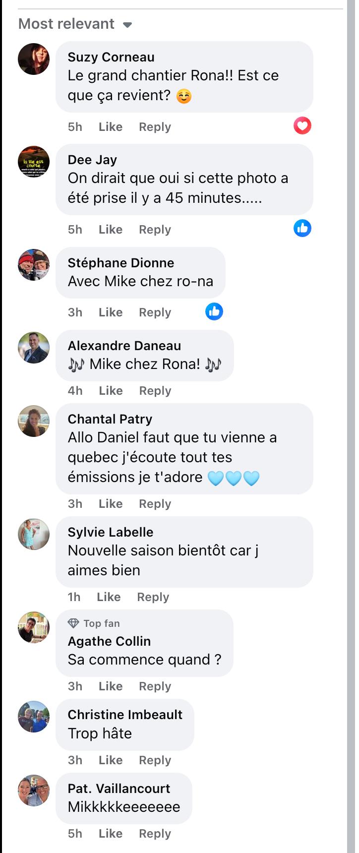 Fans souhaitant le retour d'une troisième saison du Grand Chantier Rona