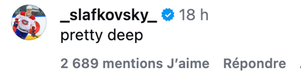 Juraj Slafkovsky réagit à la publication d'Ivan Demidov