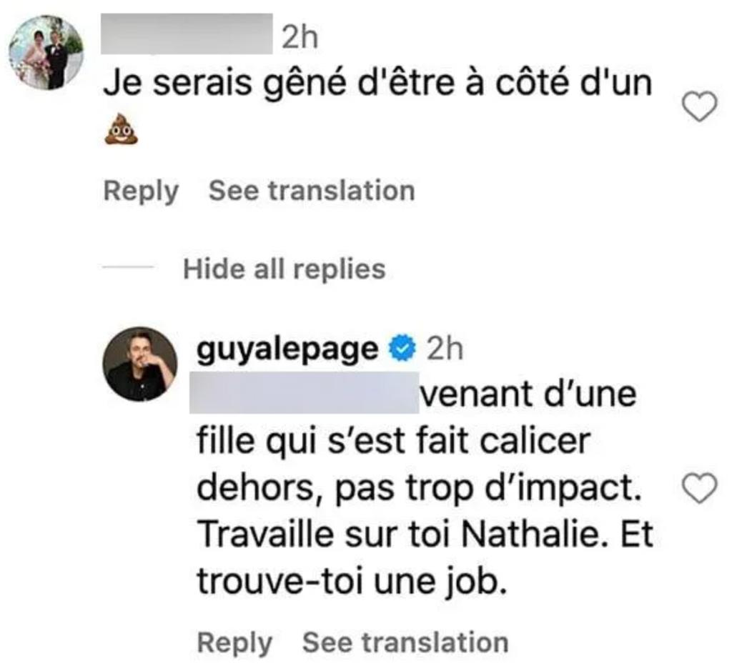 Guy A. Lepage réplique à une internaute
