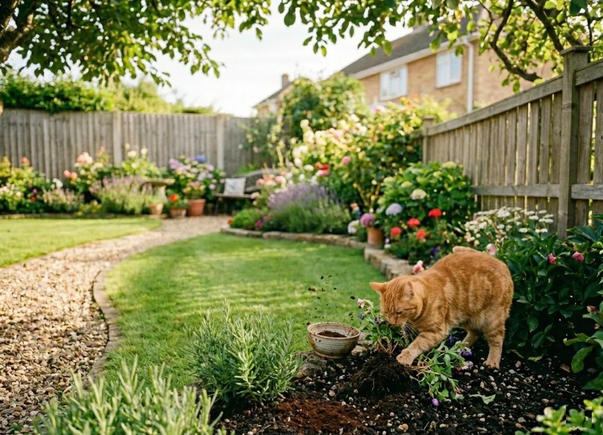Chat jardin