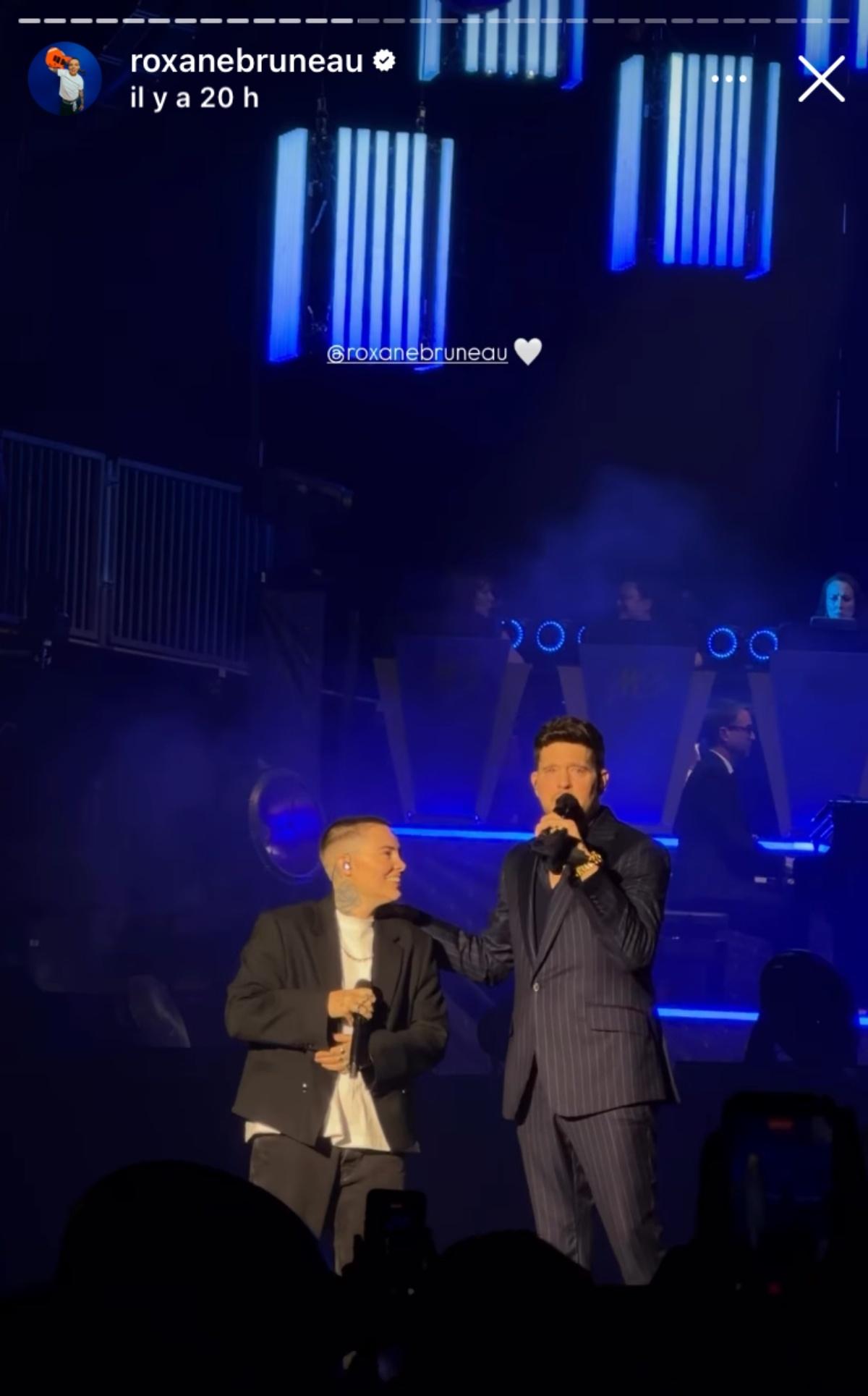 Roxane Bruneau et Michael Bublé sur scène au FEQ