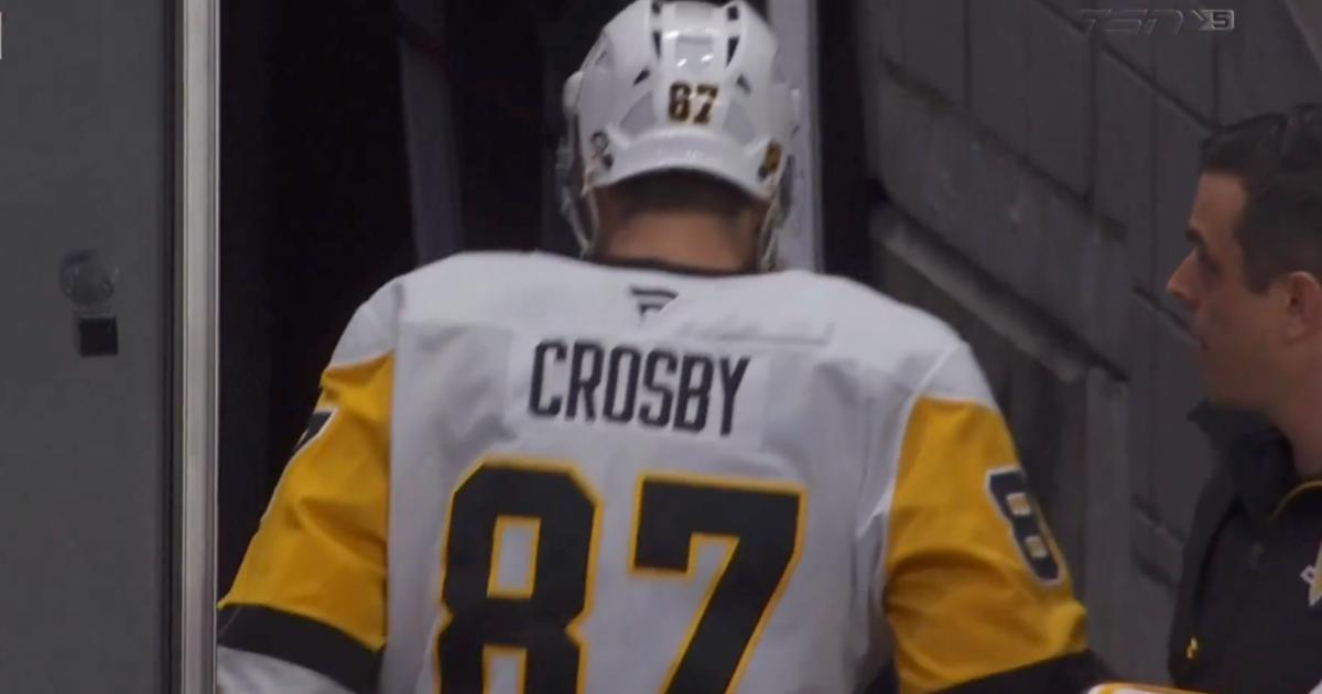 Sidney Crosby leaves the game.
