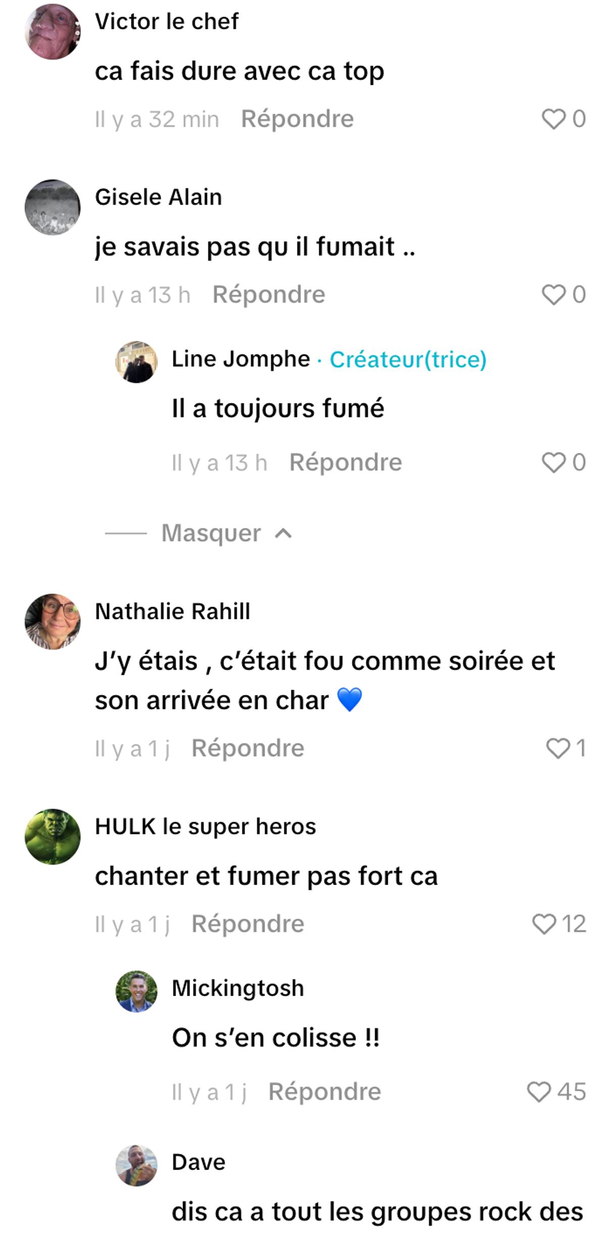 Commentaires sur Éric Lapointe qui fume dans un bar