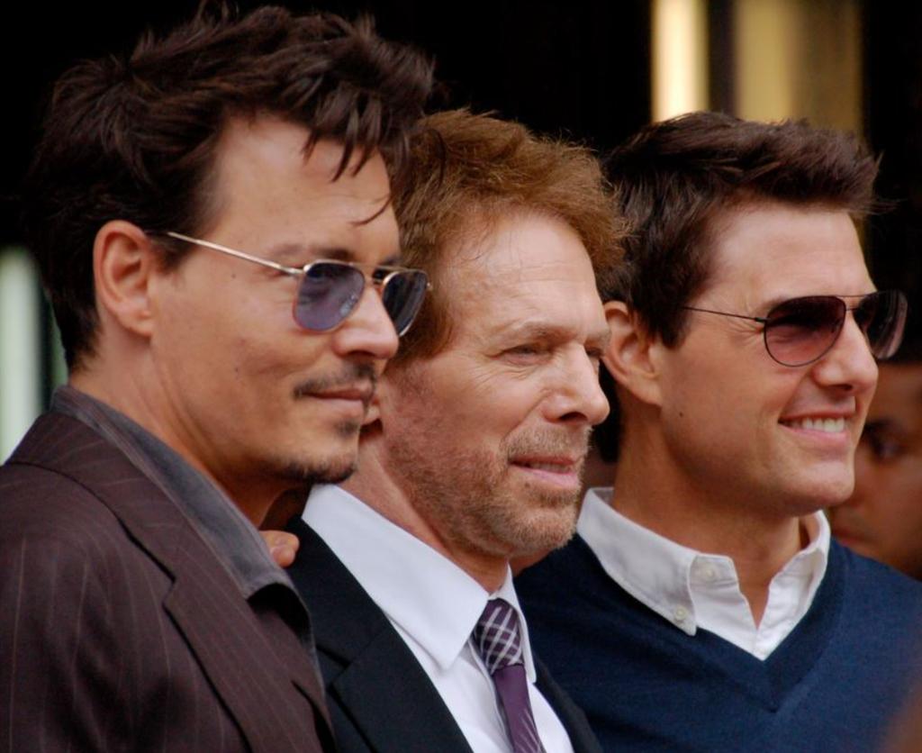Johnny Depp avec le producteur Jerry Bruckheimer et Tom Cruise