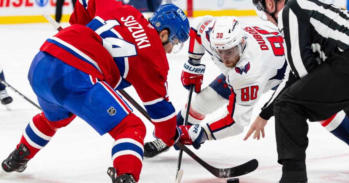 Mise au jeu Nick Suzuki et Pierre-Luc Dubois