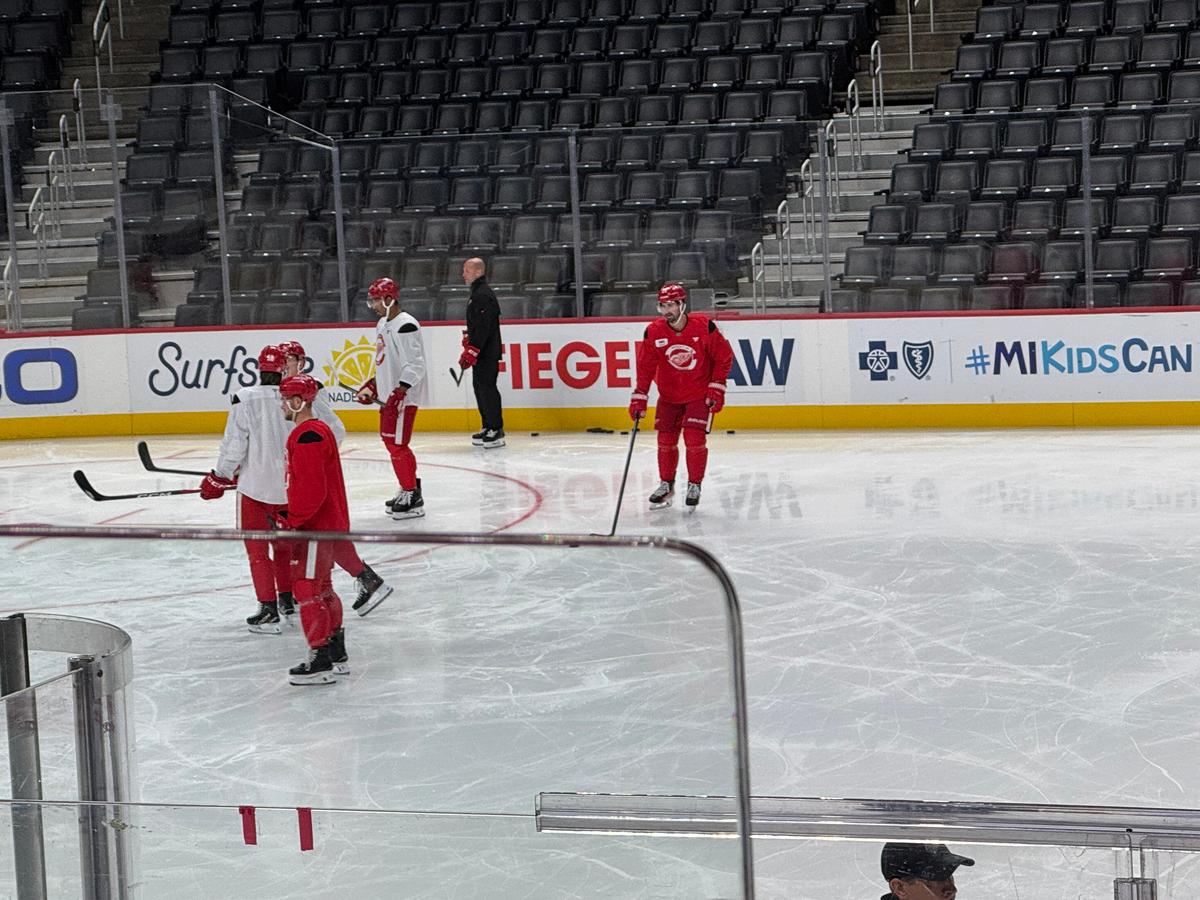 Dylan Larkin at practice. 