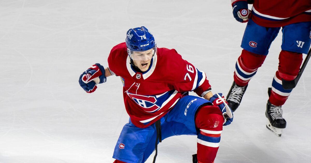 Zachary Bolduc célébration en rouge CH