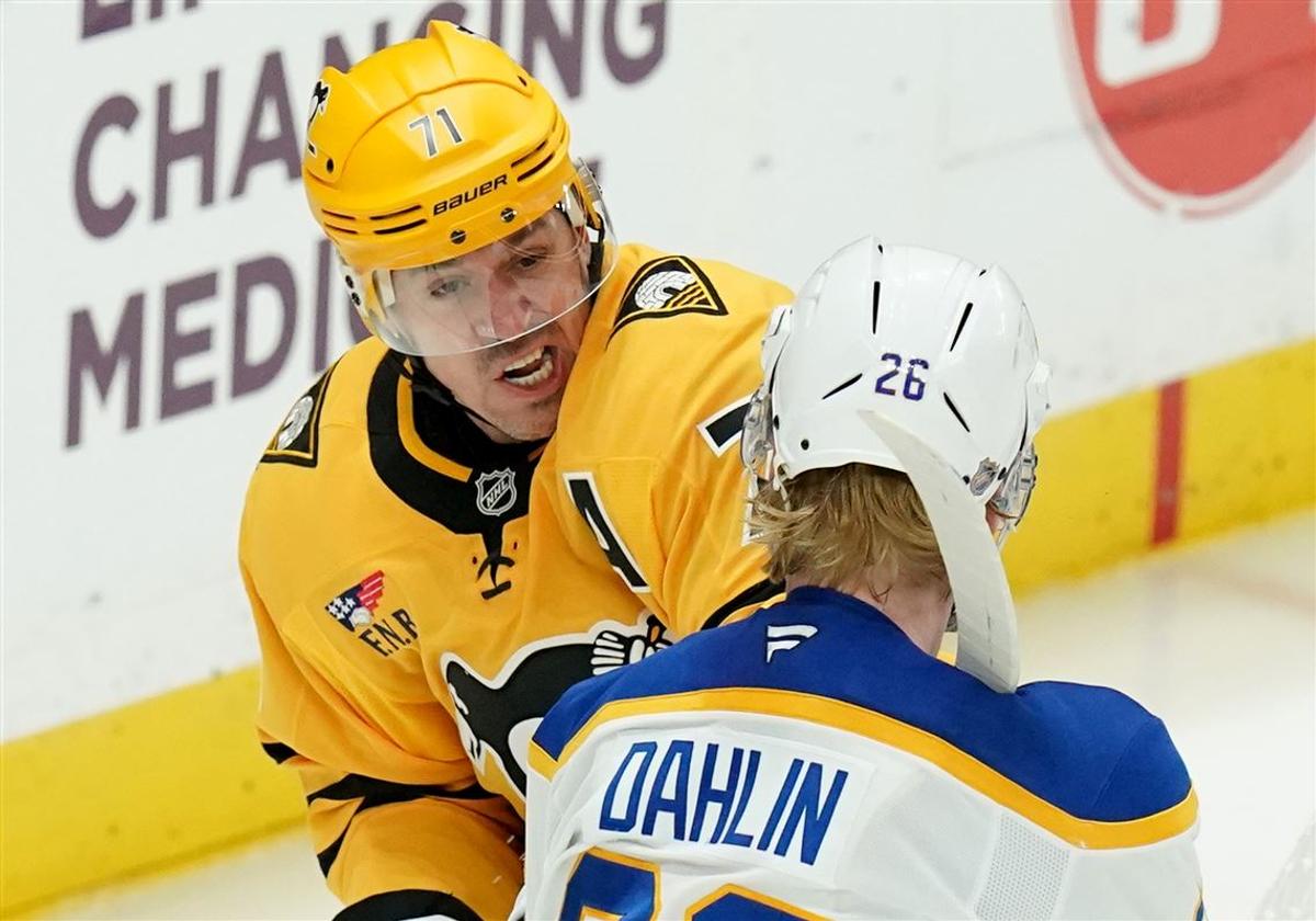 Evgeni Malkin's slash on Rasmus Dahlin. 
