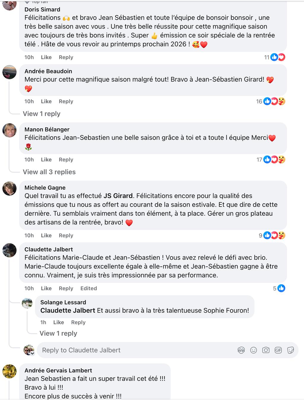 Commentaires sur la dernière de Bonsoir Bonsoir