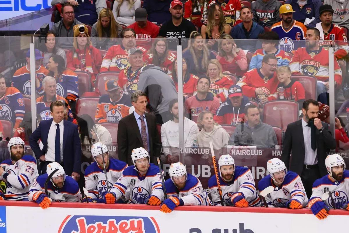 Oilers' bench. 