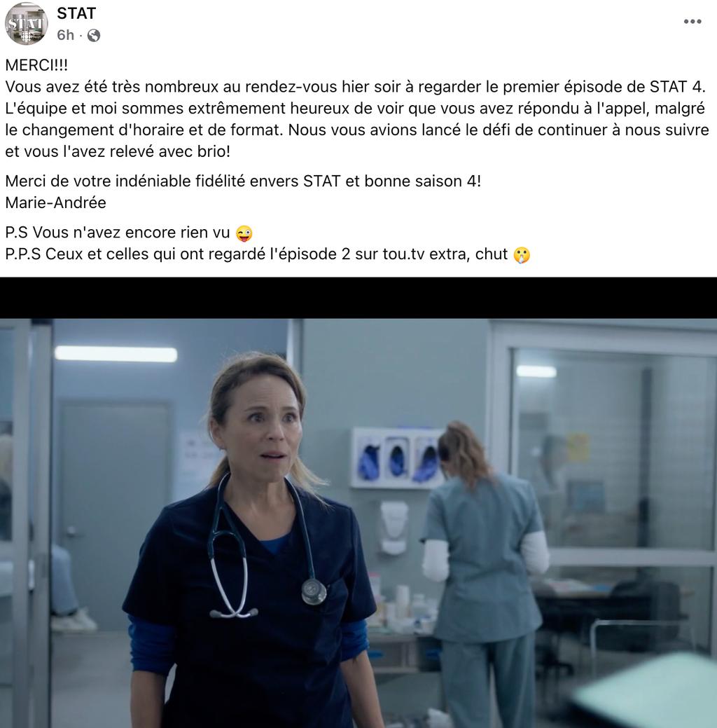 Message de Marie-Andrée Labbé, l'autrice de STAT