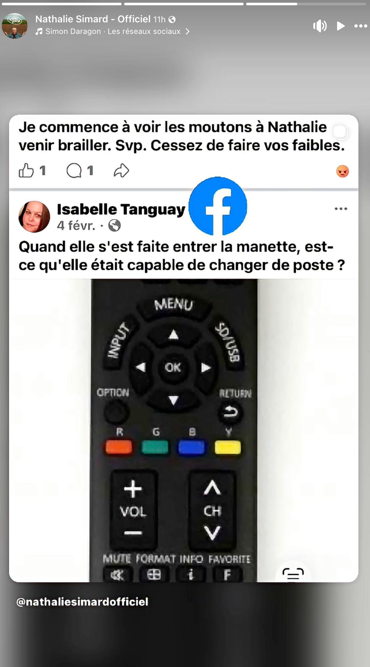 Nathalie Simard dénonce un message haineux