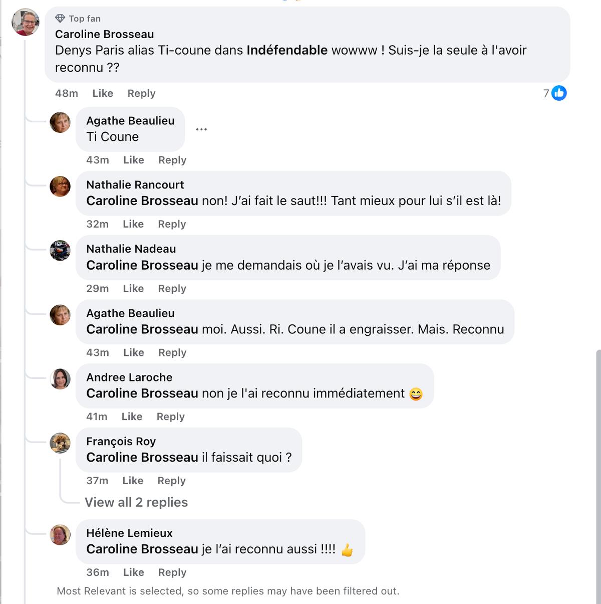 Commentaire concernant la présence de Denys Paris, Ti-Coune, dans Indéfendable