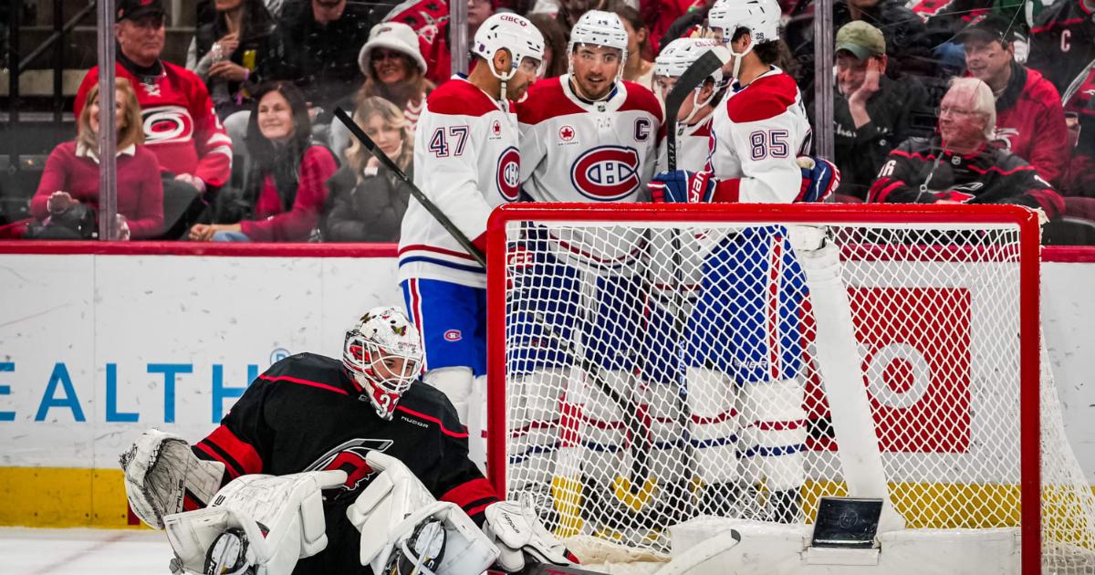 Cole Caufield, Nick Suzuki, Alexandre Texier et Jayden Struble