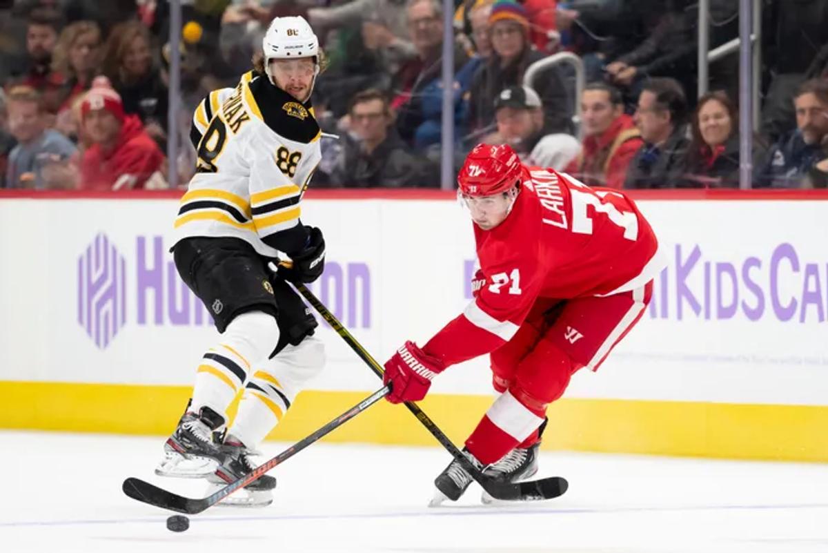 David Pastrnak and Dylan Larkin 
