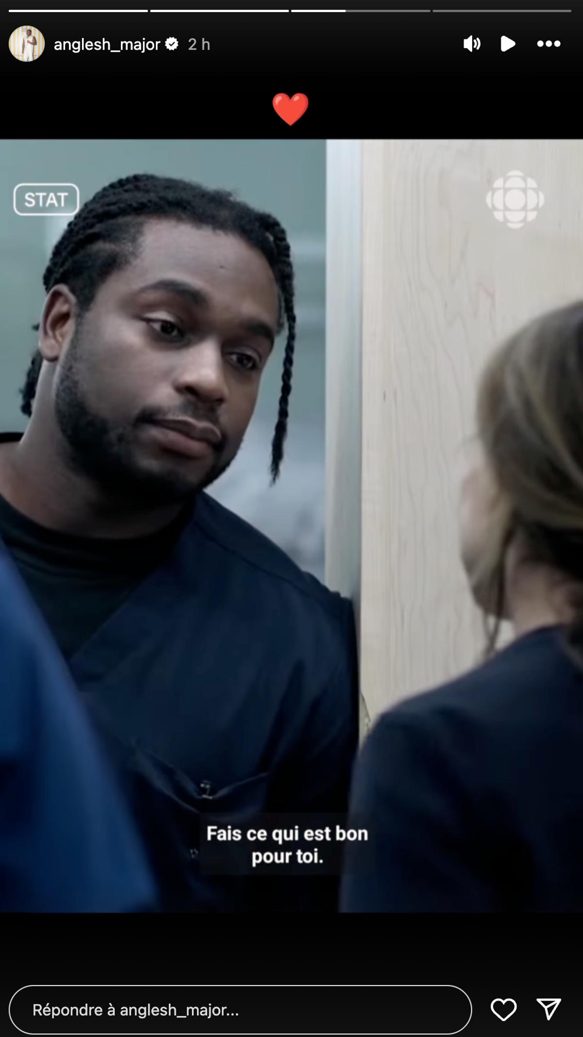 Anglesh Major dans son rôle de Marc-Olivier Morin dans STAT