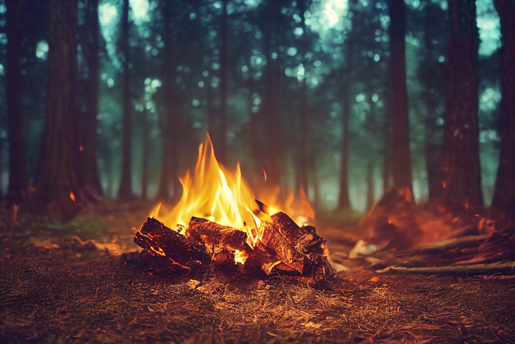 Feu de camp en forêt